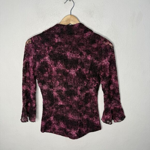 Inc International Concepts Stretch Pink/Black Top Y2K Bell Sleeve Women’s Small - Picture 5 of 7